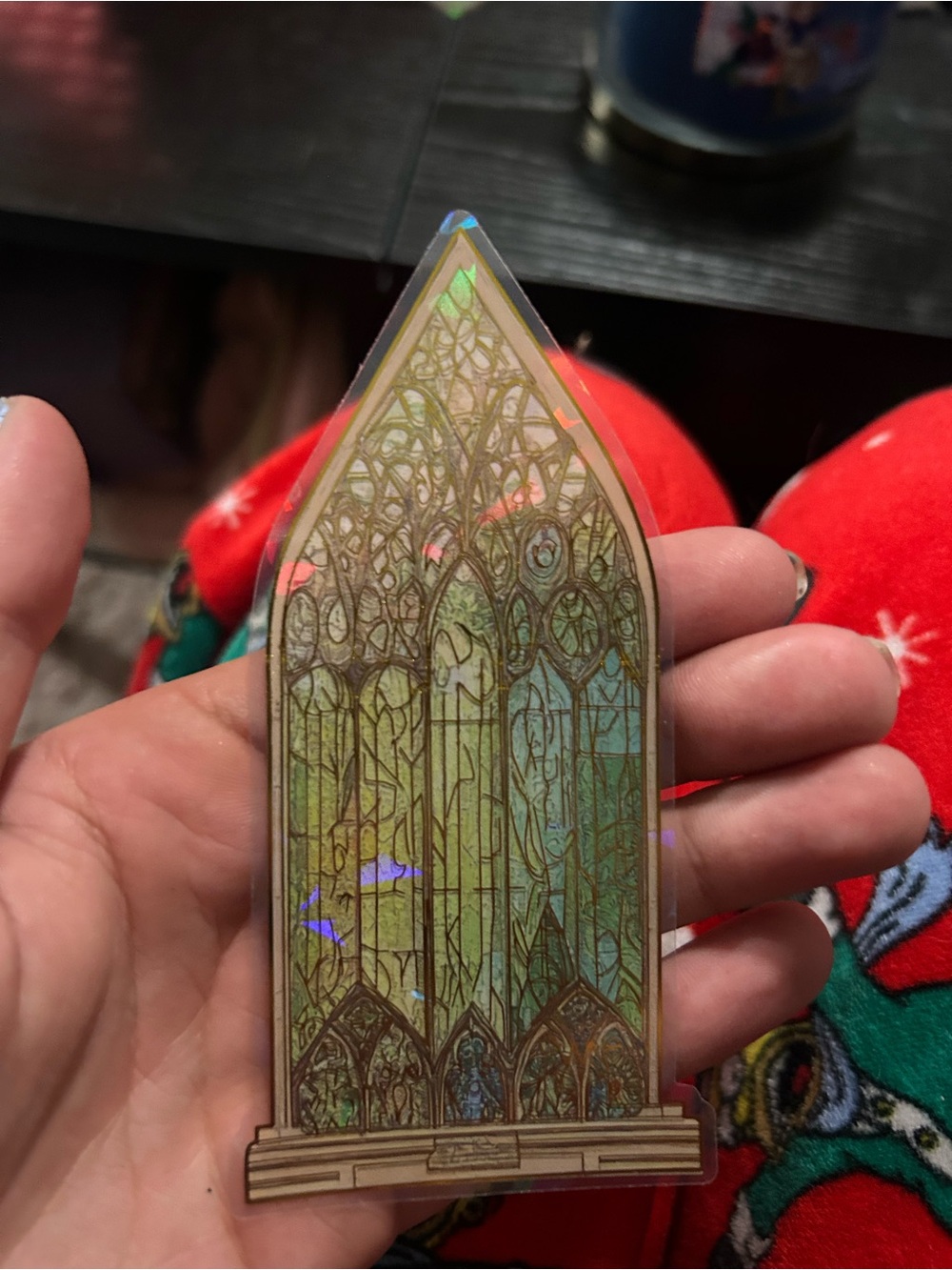 Green Holographic Stained Glass Window Art Accent